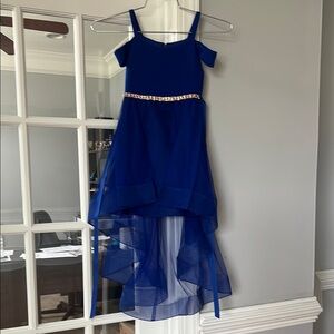 Rare Editions Blue Embellished Cold Shoulder Gown